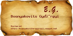 Bosnyakovits Györgyi névjegykártya
